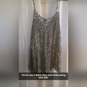 Torrid Navy and White Floral Tank Top